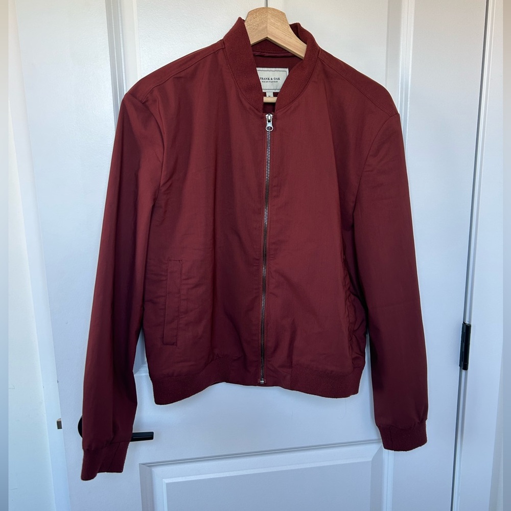 Frank & Oak Burgundy Bomber Jacket